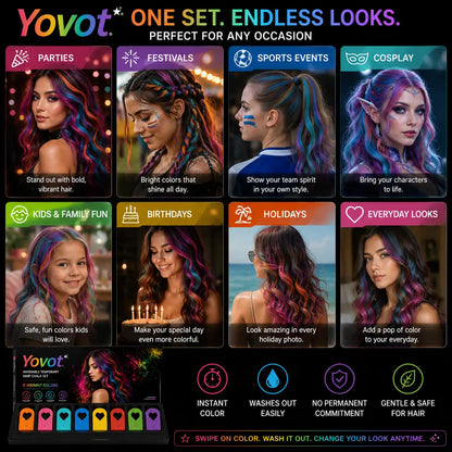 Yovot®  Washable Temporary Hair Chalk Set - Portable