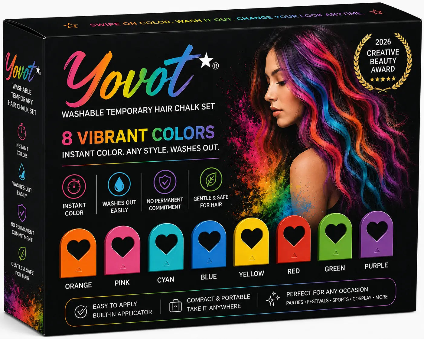 Yovot®  Washable Temporary Hair Chalk Set - Portable